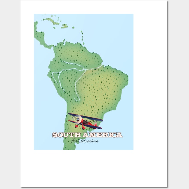 south american travel map Wall Art by nickemporium1